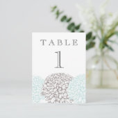Aqua Flowers Suite Tafelnummer Post Kaart (Staand voorkant)