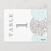 Aqua Flowers Suite Tafelnummer Post Kaart (Achterkant)