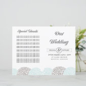  Aqua Flowers Wedding Program Booklet (Staand voorkant)