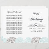  Aqua Flowers Wedding Program Booklet (Voorkant / Achterkant)