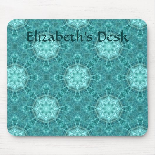 Aqua fractal caleidoscoop muismat (Voorkant)