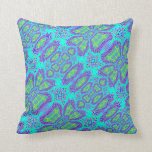 Aqua Fractal Lumber Pillow Kussen