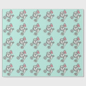 Aqua Franse Poodle-cadeauverpakking Cadeaupapier (Vlak)