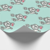 Aqua Franse Poodle-cadeauverpakking Cadeaupapier (Hoek)
