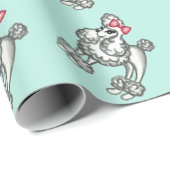 Aqua Franse Poodle-cadeauverpakking Cadeaupapier (Rol Hoek)
