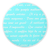 Aqua French Script Keramische Knop (Voorkant)