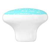 Aqua French Script Keramische Knop (Zijkant)