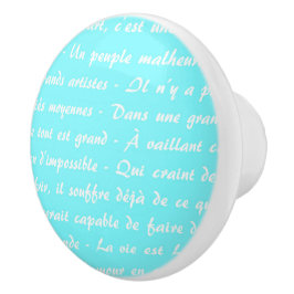 Aqua French Script Keramische Knop