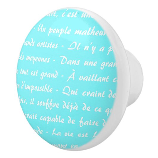 Aqua French Script Keramische Knop (Rechts)