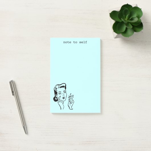 Aqua Funny Retro Woman Note for Self Notes (Kantoor)