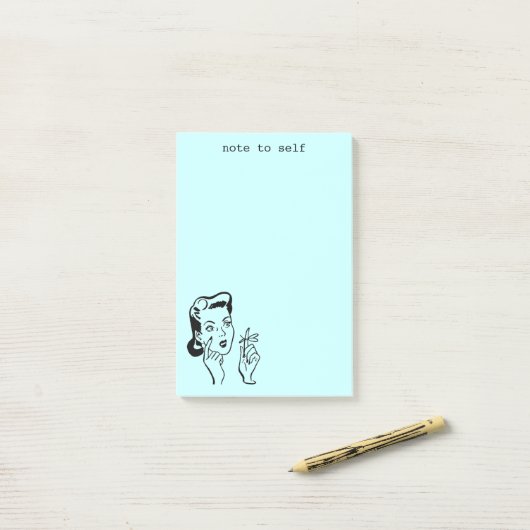 Aqua Funny Retro Woman Note for Self Notes (Op bureau)