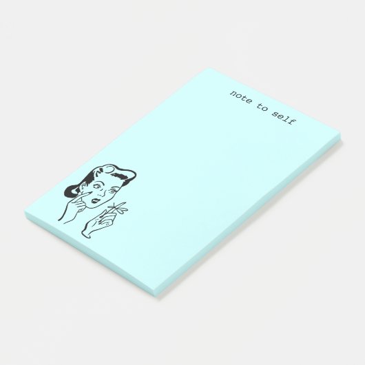 Aqua Funny Retro Woman Note for Self Notes (Schuin)