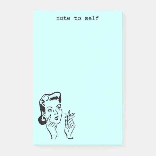 Aqua Funny Retro Woman Note for Self Notes (Voorkant)
