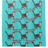 Aqua Funny Tabby Cats Cool Cat Art Showgordijn Douchegordijn (Voorkant)