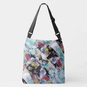Aqua Fuschia Paarse Beige Diagonale Painterly Rows Crossbody Tas