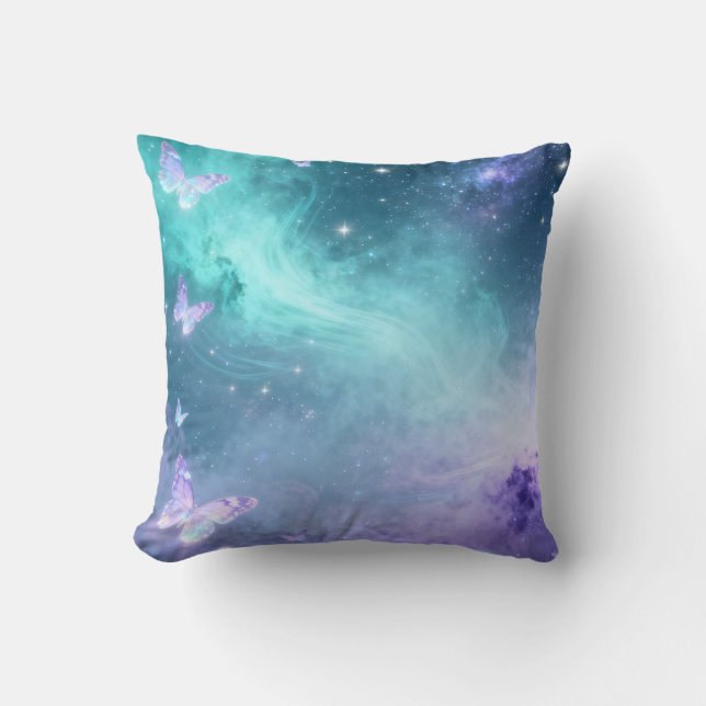 Aqua Galaxy Vlinder Kussenhoes Kussen (Voorkant)