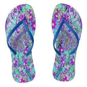 Aqua Garden met Violet Blue en Hot Pink Flowers Teenslippers