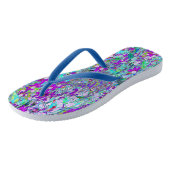 Aqua Garden met Violet Blue en Hot Pink Flowers Teenslippers (Schuin)