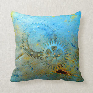 Aqua Gears Steampunk Pillow Kussen
