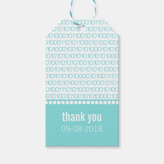 Aqua Geek Chic Binaire Code CadeauLabels (Voorkant)