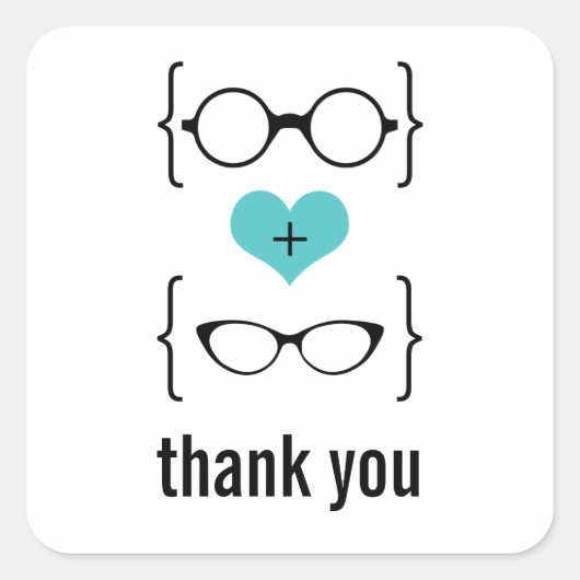 Aqua Geeky Glasses Dank u Stickers (Voorkant)
