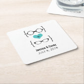 Aqua Geeky Glasses Paper Onderzetters (Schuin)