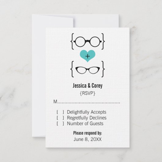Aqua Geeky Glasses Response Kaart (Voorkant)