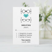 Aqua Geeky Glasses Response Kaart (Staand voorkant)