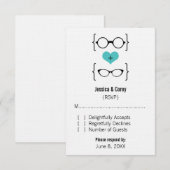 Aqua Geeky Glasses Response Kaart (Voorkant / Achterkant)