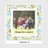 Aqua, geel en groen floreel lijst met foto sticker (Vel)