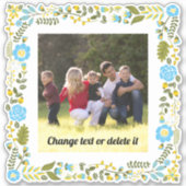 Aqua, geel en groen floreel lijst met foto sticker (Voorkant)