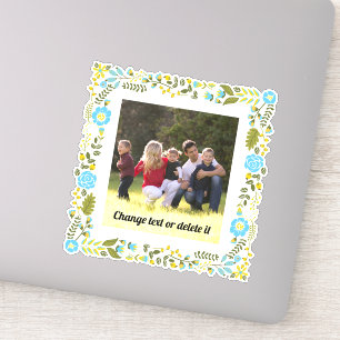 Aqua, geel en groen floreel lijst met foto sticker