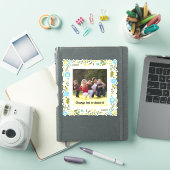 Aqua, geel en groen floreel lijst met foto sticker (iPad Cover)