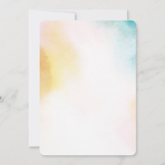 Aqua Geel Goud Blush Tie Dye Ombre Kaart (Achterkant)