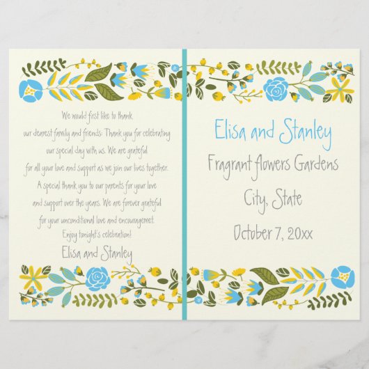 Aqua, geel programma voor de bruiloft aan de rand (Voorkant)