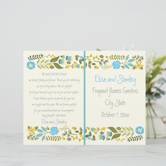 Aqua, geel programma voor de bruiloft aan de rand (Staand voorkant)