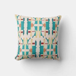 Aqua Geel Rood Beige Zuidwest Look Groot Mozaïek Kussen