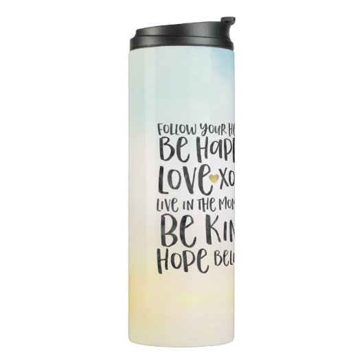 Aqua Geel Roze Waterverf Inspirerend Eenhoorn Thermosbeker (Gedraaid links)