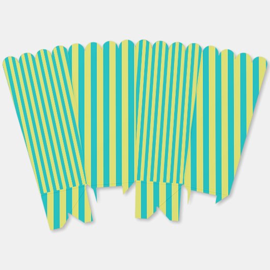 Aqua + Gele Strepen Popcorn Bedankdoosjes (Ongevouwen)