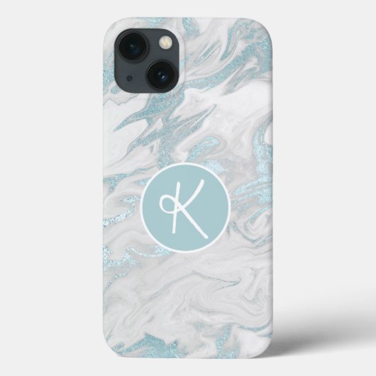 Aqua gemarmerde monogram hoesje-Case-Mate iPhone h Case-Mate iPhone Case (Achterkant)