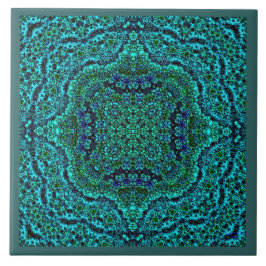 "Aqua Geo Jewel" Mandala Tile (Lijst) Tegeltje