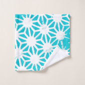 Aqua geometrisch patroon bad handdoek (Wasdoekje)
