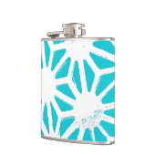 Aqua geometrisch patroon heupfles (Links)