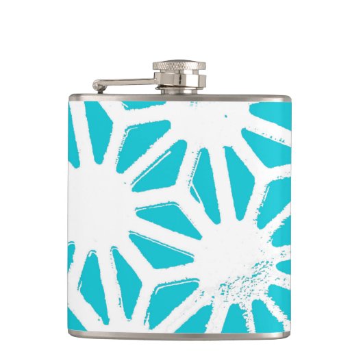 Aqua geometrisch patroon heupfles (Voorkant)