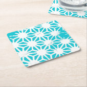 Aqua geometrisch patroon kartonnen onderzetters (Schuin)