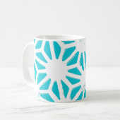 Aqua geometrisch patroon koffiemok (Voorkant links)