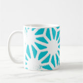 Aqua geometrisch patroon koffiemok (Links)