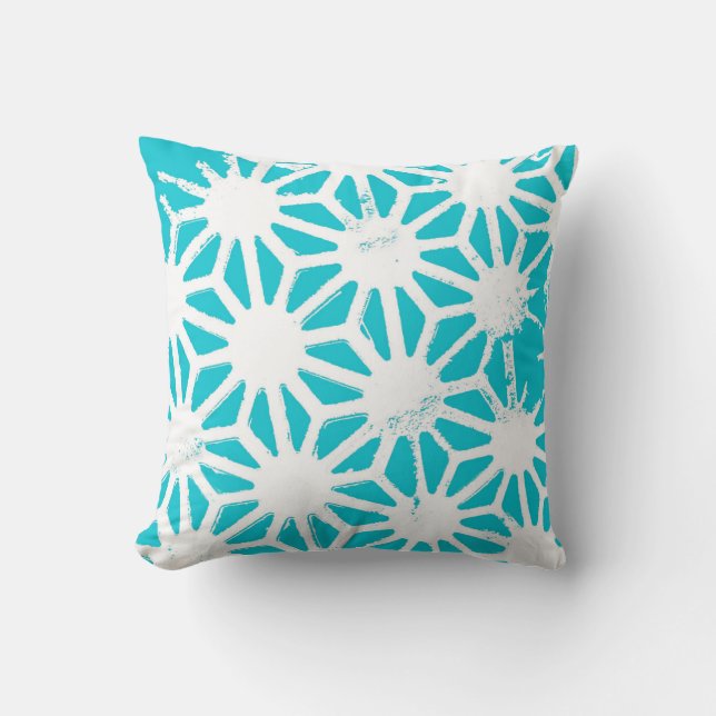 Aqua geometrisch patroon kussen (Voorkant)