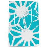 Aqua geometrisch patroon medium cadeauzakje (Voorkant)