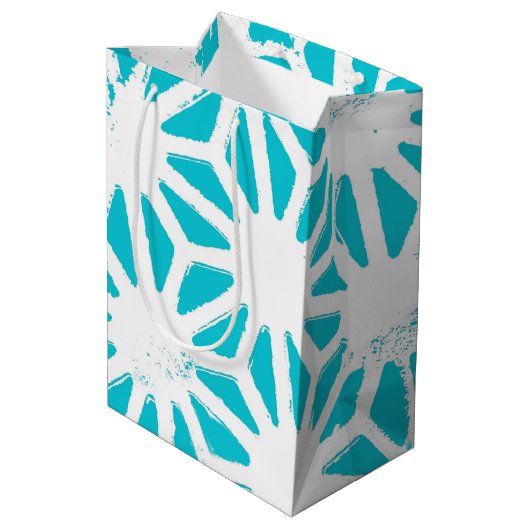 Aqua geometrisch patroon medium cadeauzakje (Achterkant Gekanteld)